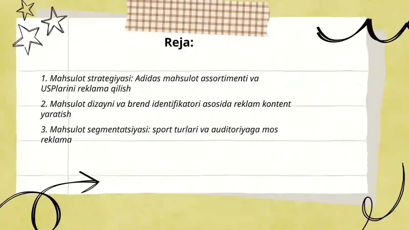 Adidas brendi 4p reklama tayyorlash 2