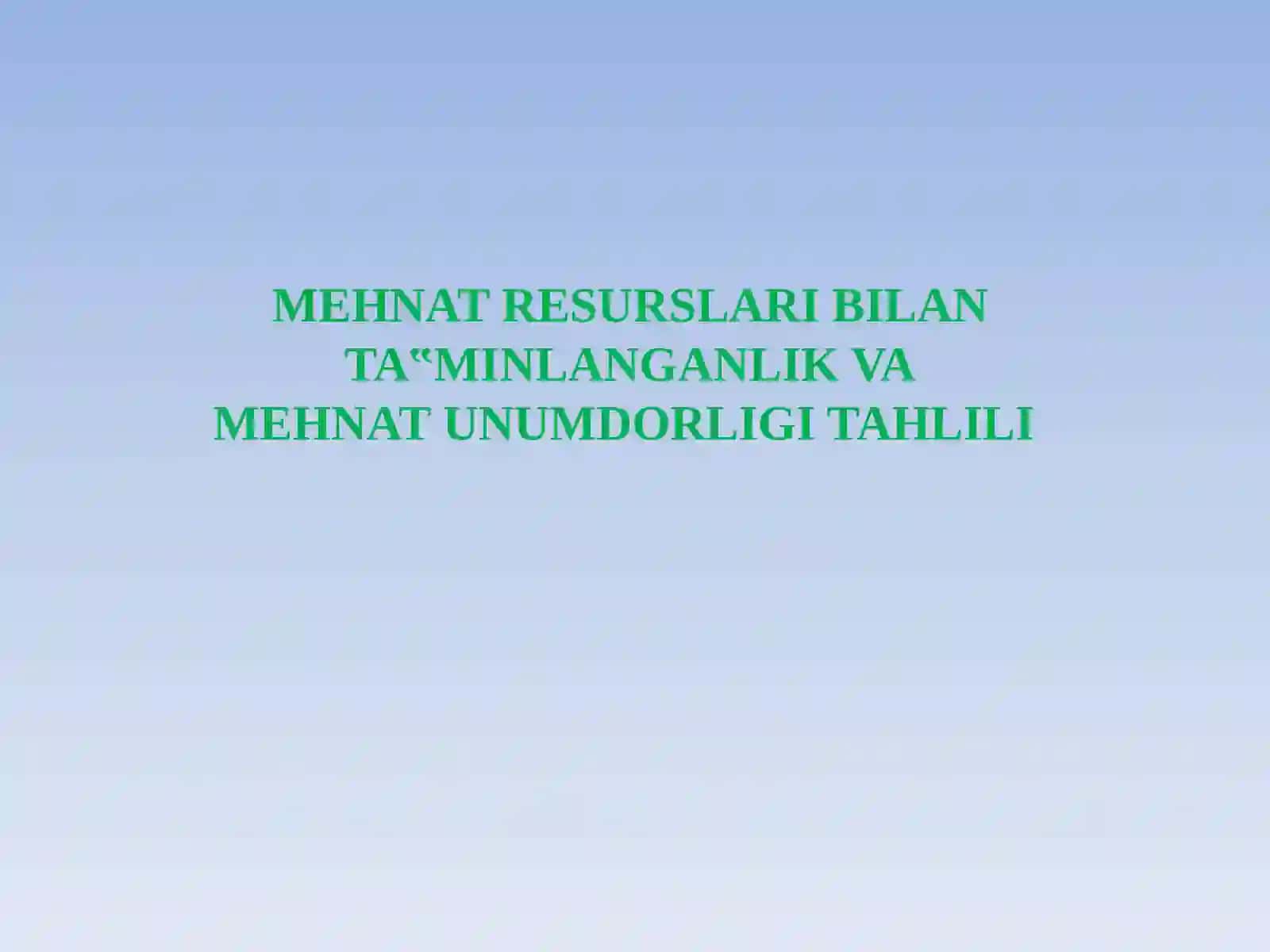 "IQTISODIY TAHLIL" FANIDAN TAQDIMOT 2