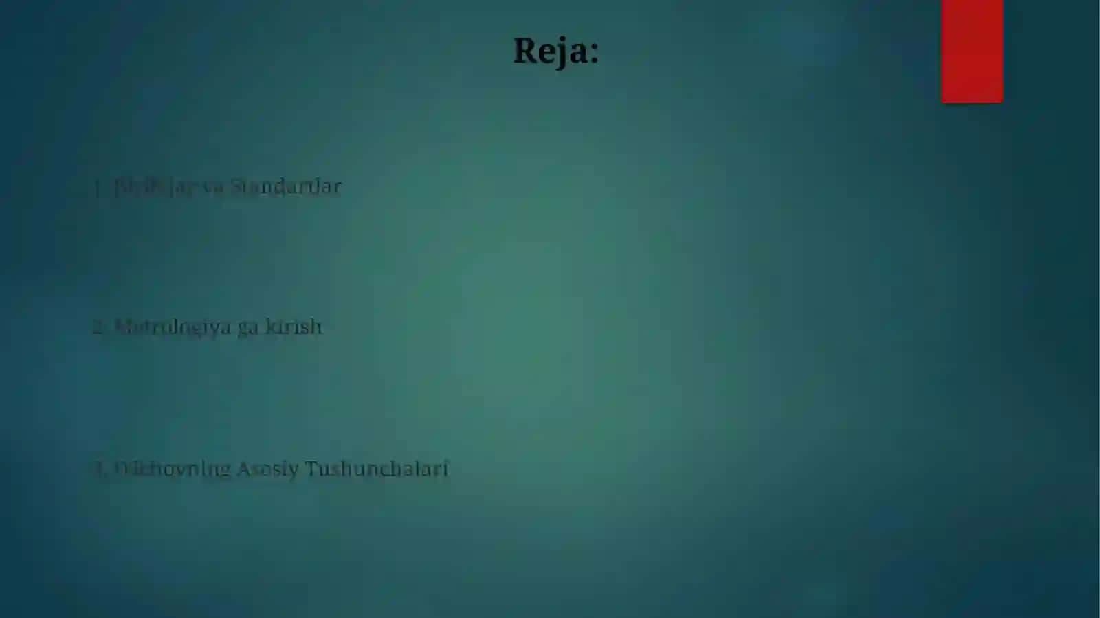 Metrologiya bòyicha asosiy tushunchalar va taʼriflarini òrganish 2