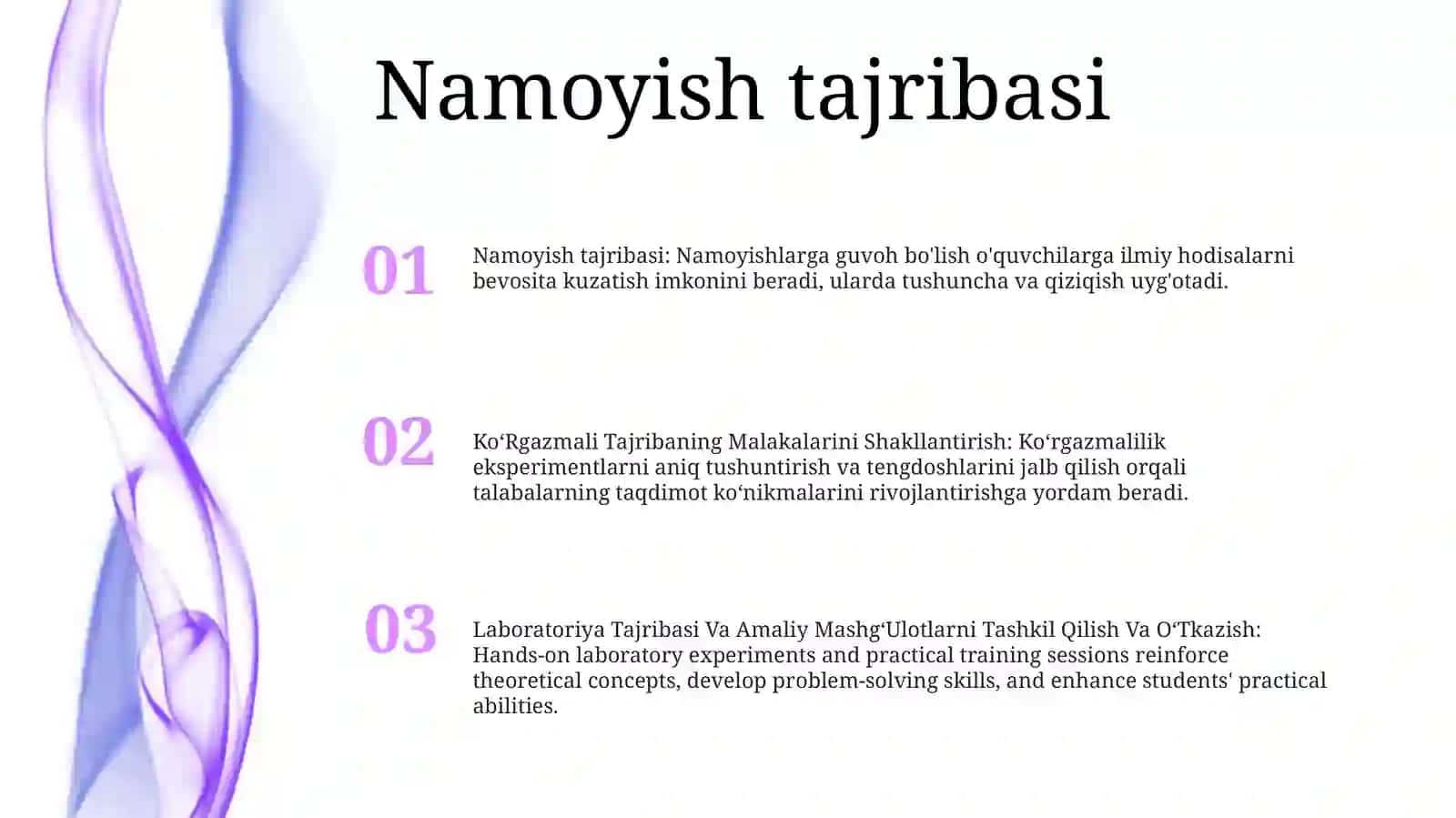 KoʻRgazmali Tajribaning Malakalarini Shakllantirish, Laboratoriya Tajribasi Va Amaliy MashgʻUlotlarni Tashkil Qilish Va OʻTkazish 2