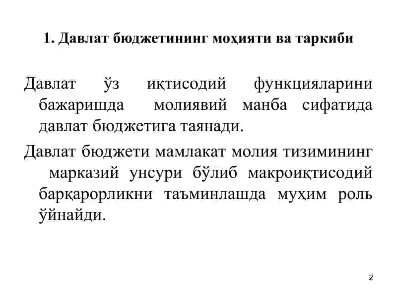 Davlat byudjeti va soliqlar 2