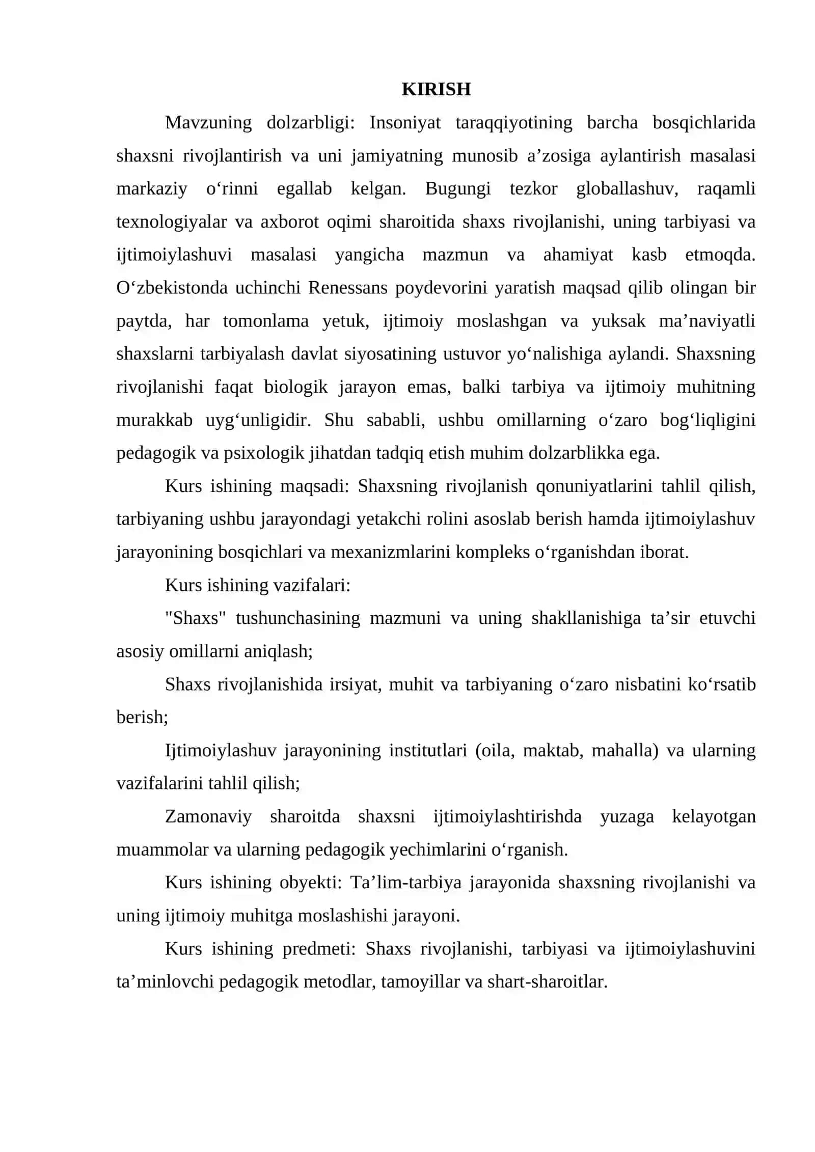 SHAXSNING RIVOJLANISHI, TARBIYASI VA IJTIMOIYLASHUVI 2