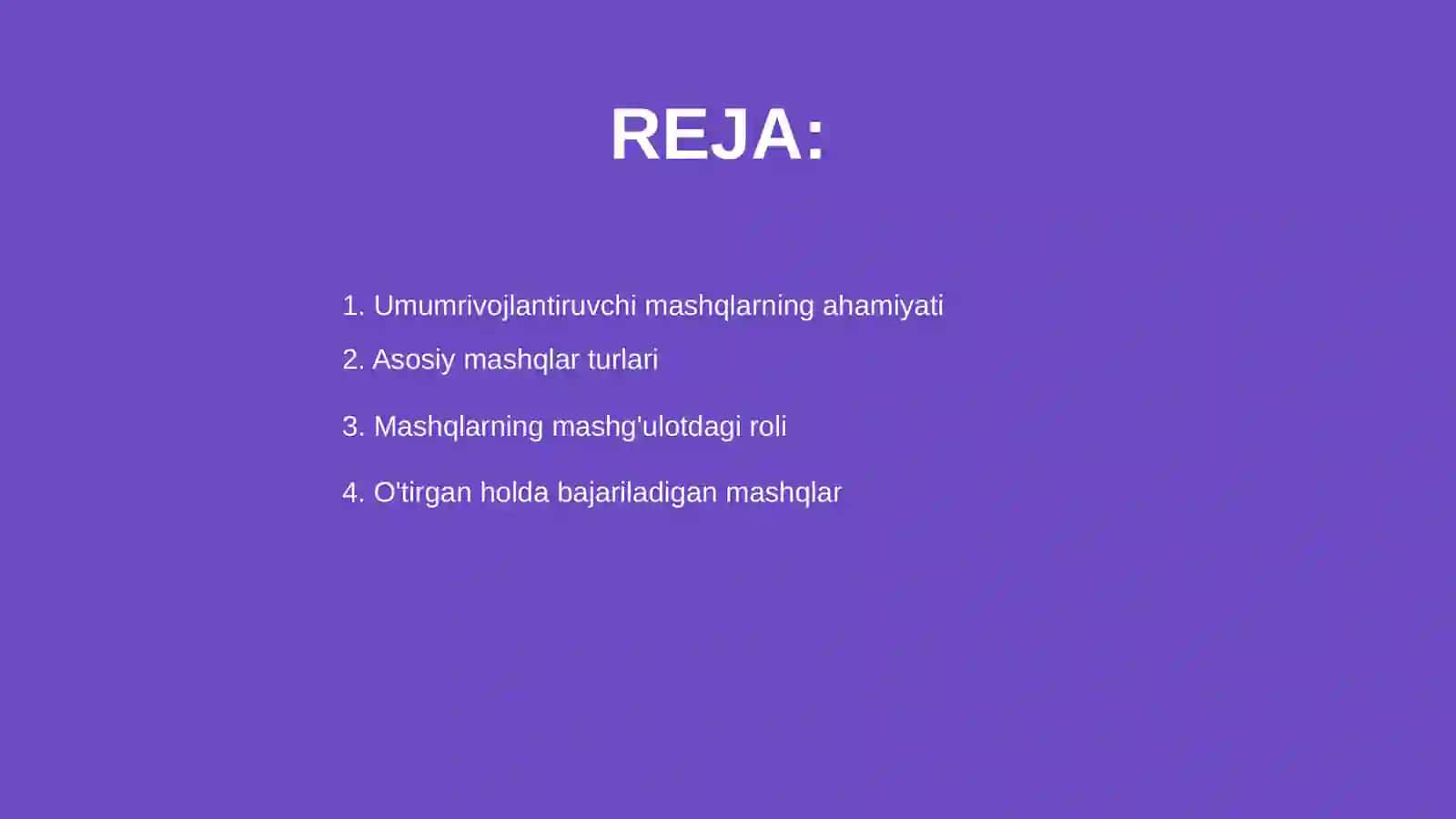 Umumrivojlantiruvchi mashqlar 2