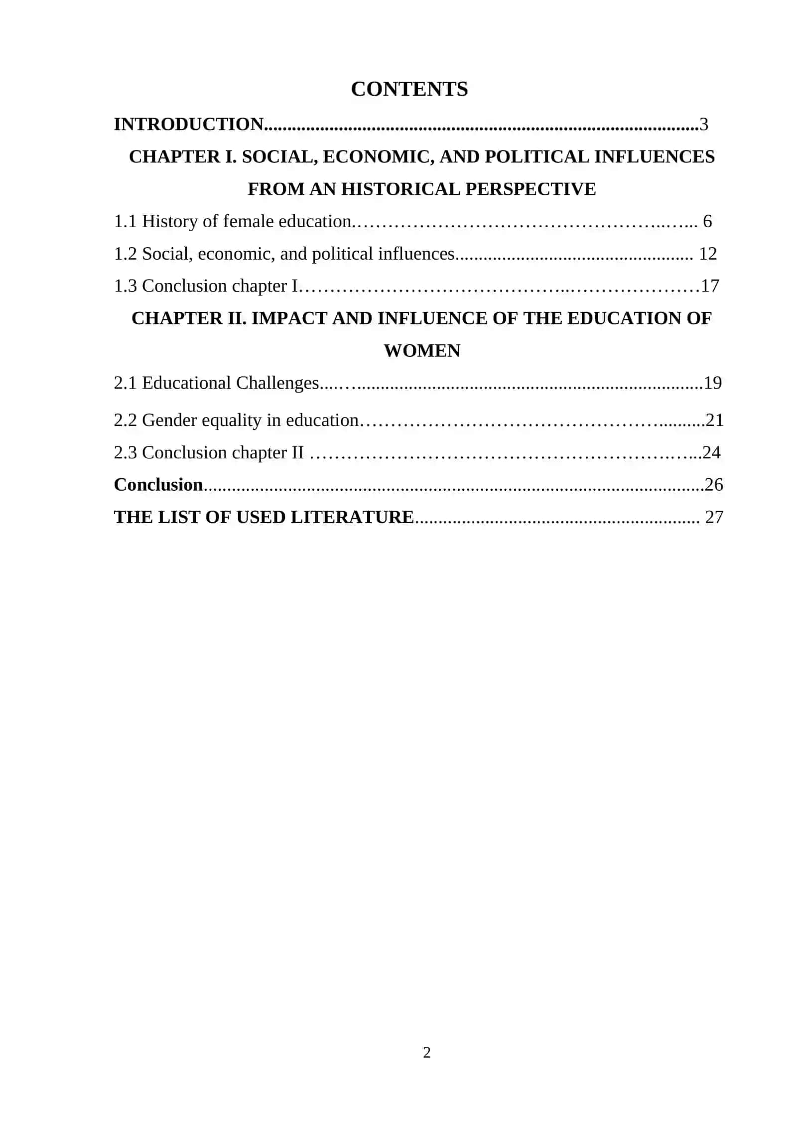 KURS ISHLARI: THE EDUCATION OF WOMEN 2