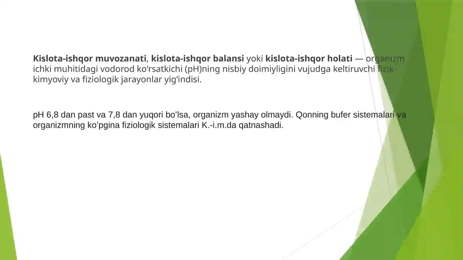 Kislota – asosli muvozanat. Kimyoviy reaksiyalar 2