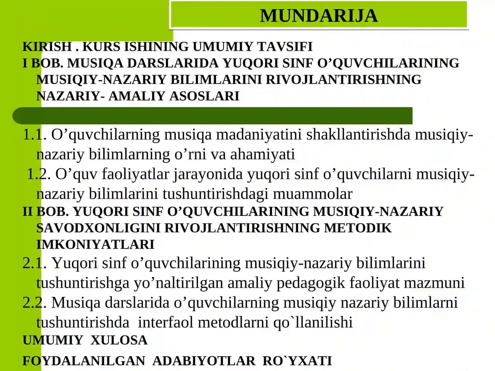 MUSIQA DARSLARIDA YUQORI SINF O’QUVCHILARINING MUSIQIY-NAZARIY BILIMLARINI RIVOJLANTIRISHNING NAZARIY- AMALIY ASOSLARI 2