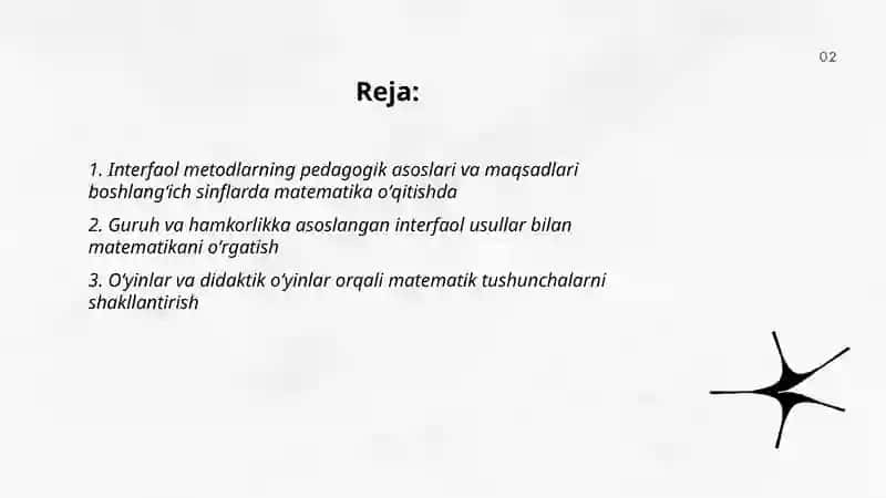 Boshlangʻich sinflarda matematika oʻqitishni tashkil qilishda interfaol metodlardan foydalanish 2