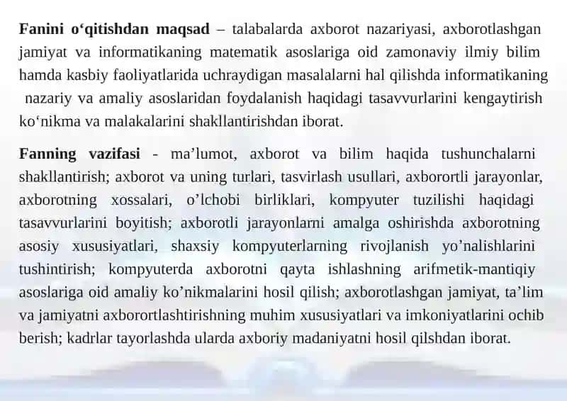 INFORMATIKANING NAZARIYASOSLARI 2