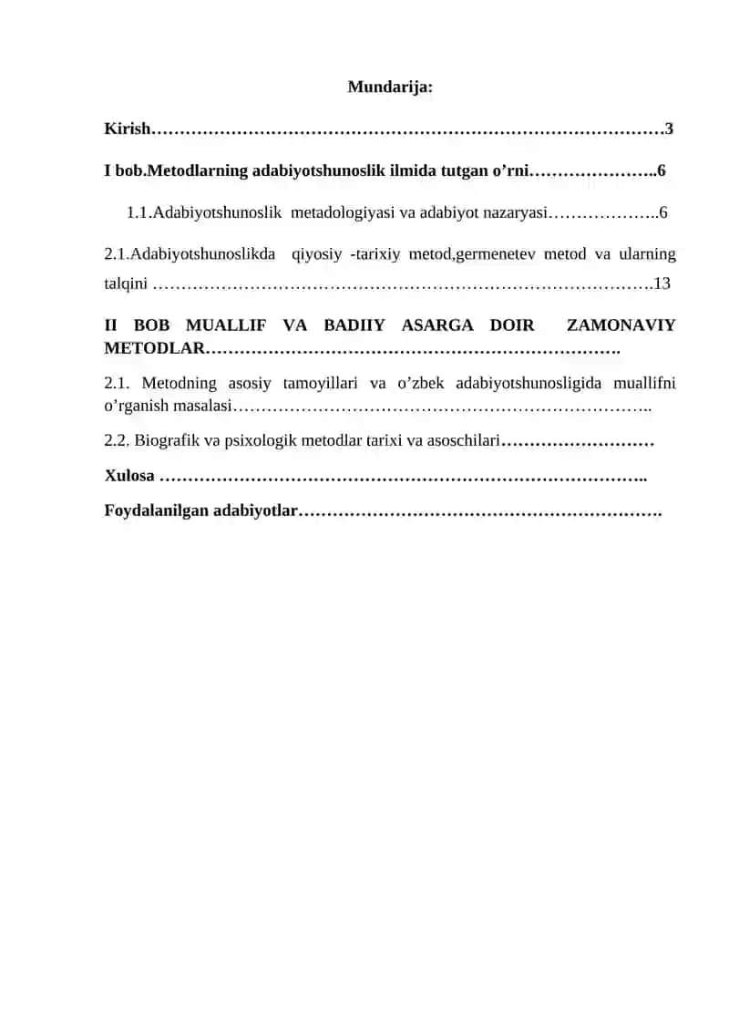 Adabiyotga kirish va adabiyot nazaryasi fanidan KURS ISHI 2