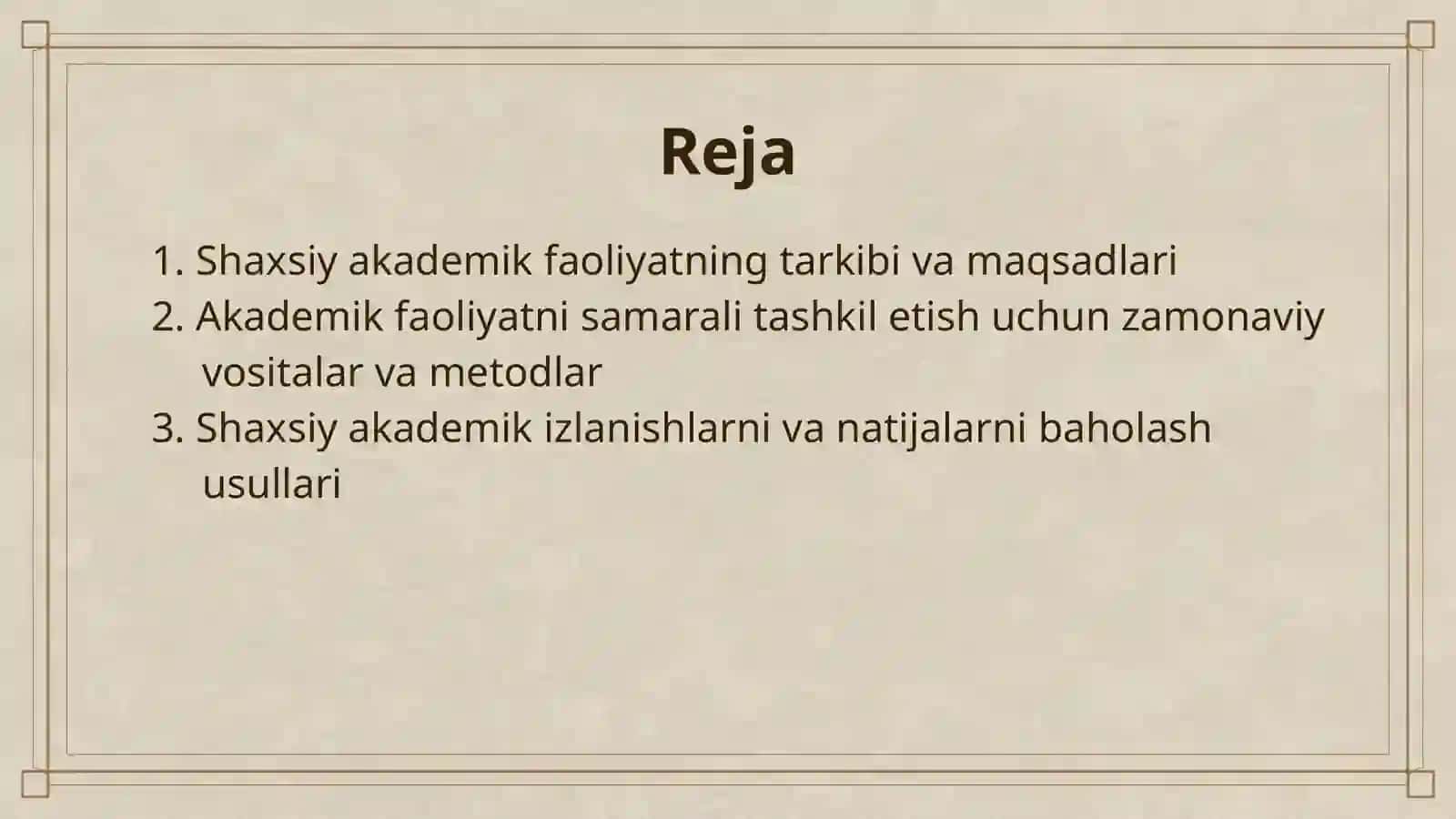 SHAXSIY AKADEMIK FAOLIYAT VA UNI TASHKIL ETISH VOSITALARI 2