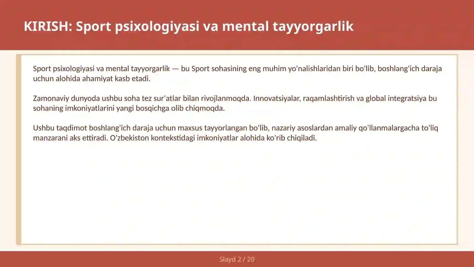 SPORT PSIXOLOGIYASI VA MENTAL TAYYORGARLIK 2