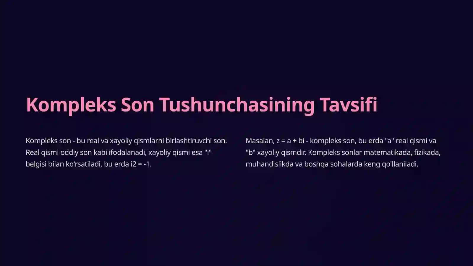 Kompleks Sonlarning Geometrik Ma`nosi va Trigonometrik Shakllari 2