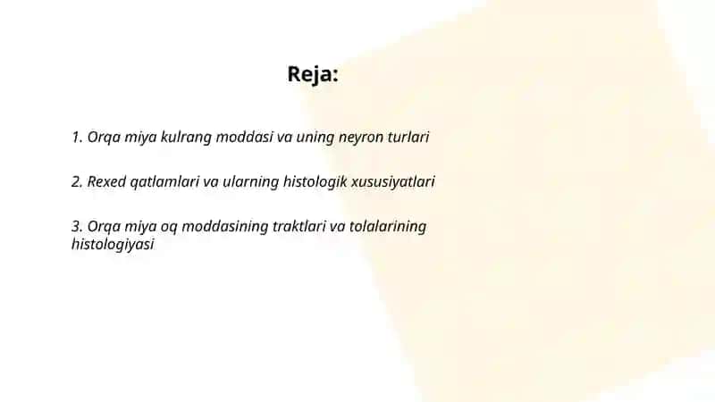 Sezuvchi nerv tugunlari va Orqa miya gistalogiyasi 2