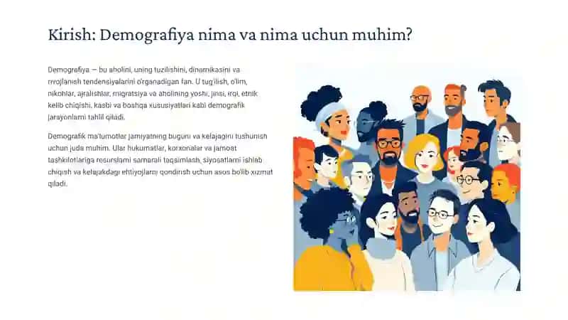Demografik jarayonlarni prognozlashtirish: Kelajakka nazar 2