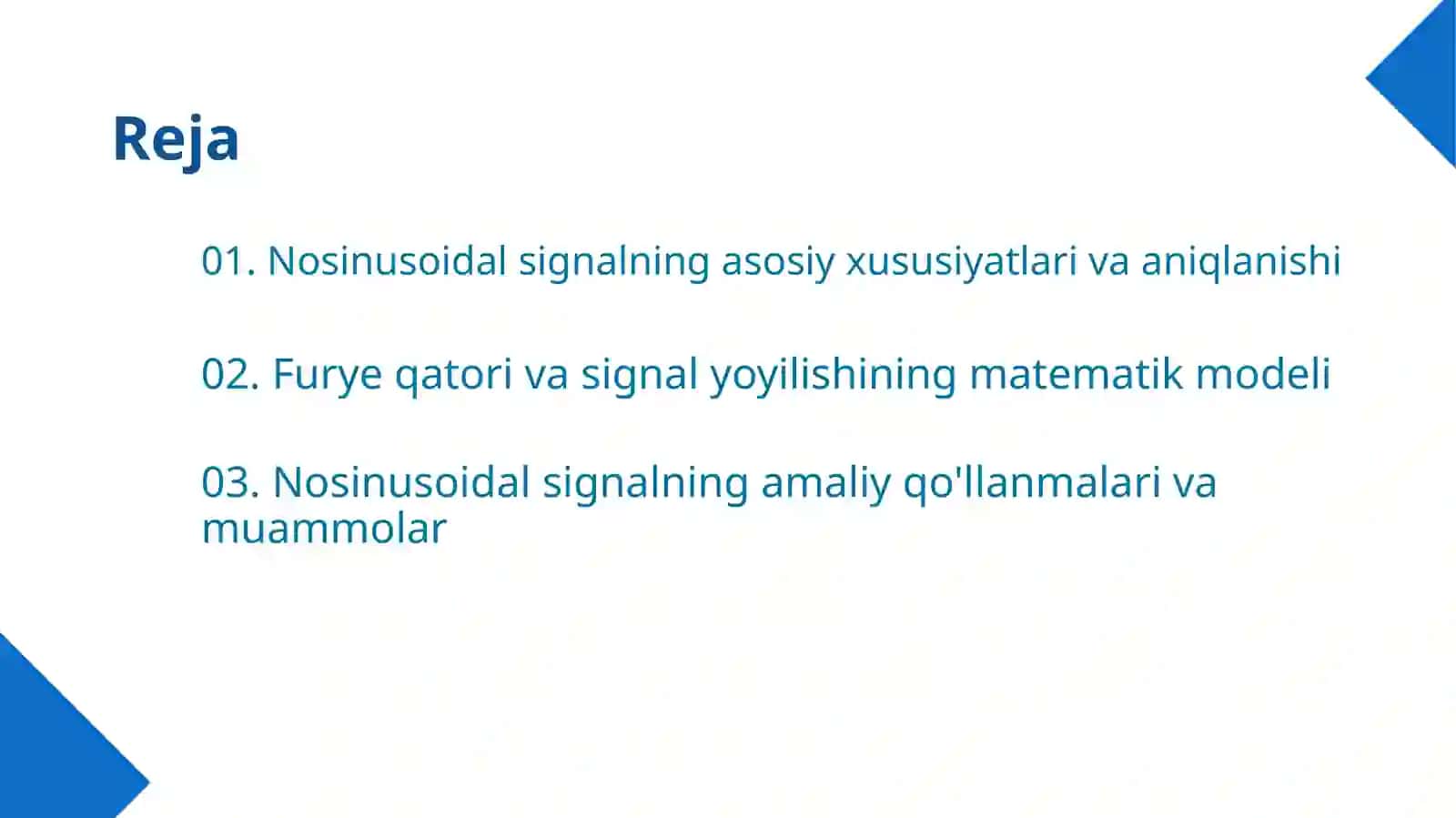 Nosinusoidal signalning asosiy xususiyatlari 2