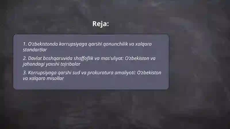Korrupsiyaga qarshi kurashda Oʻzbekiston va Jahon tajribasi 2
