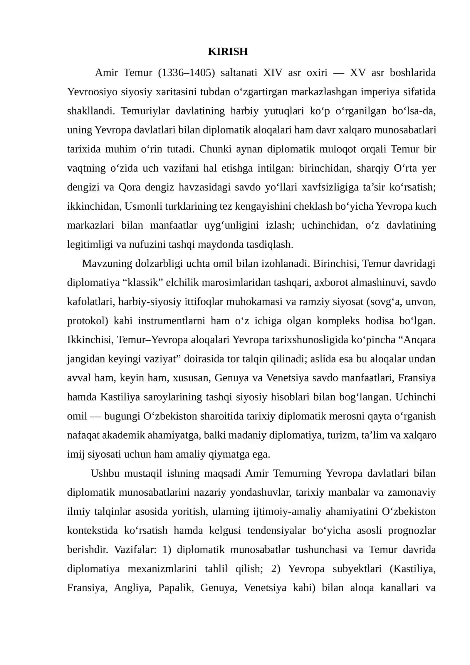 Amir Temur G'arbiy Yevropa davlatlari bilan diplomatik aloqalari 2
