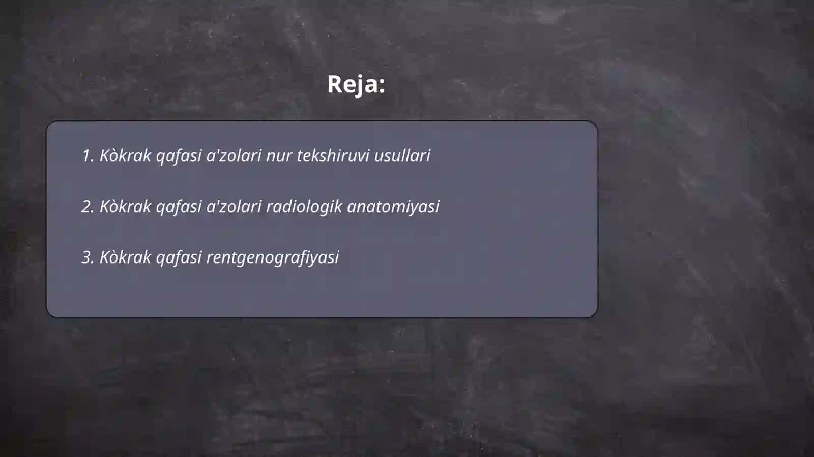 Kòkrak qafasi a'zolari nur tekshiruvi usullari 2