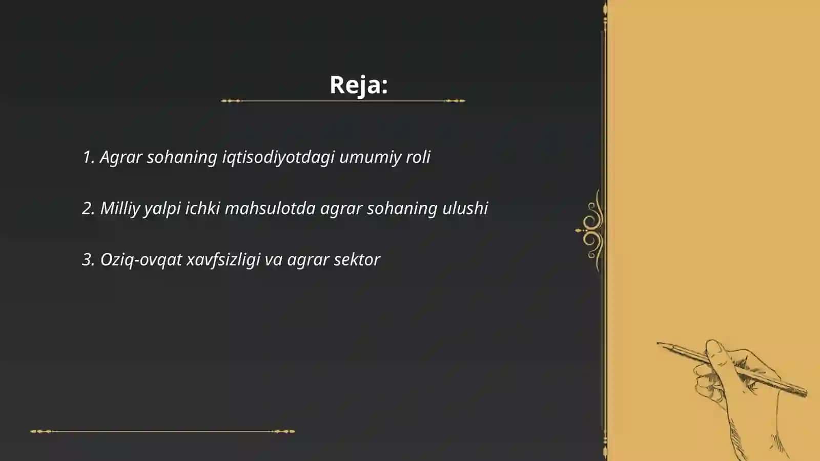 Agrar sohaning milliy iqtisodiyotda tutgan oʻrni 2