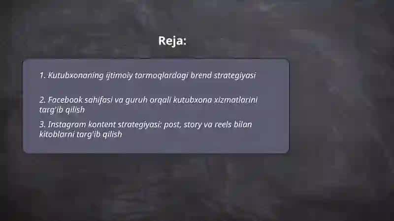 SMM (Social Media Marketing) orqali kutubxona xizmatlarini ilgari surish 2