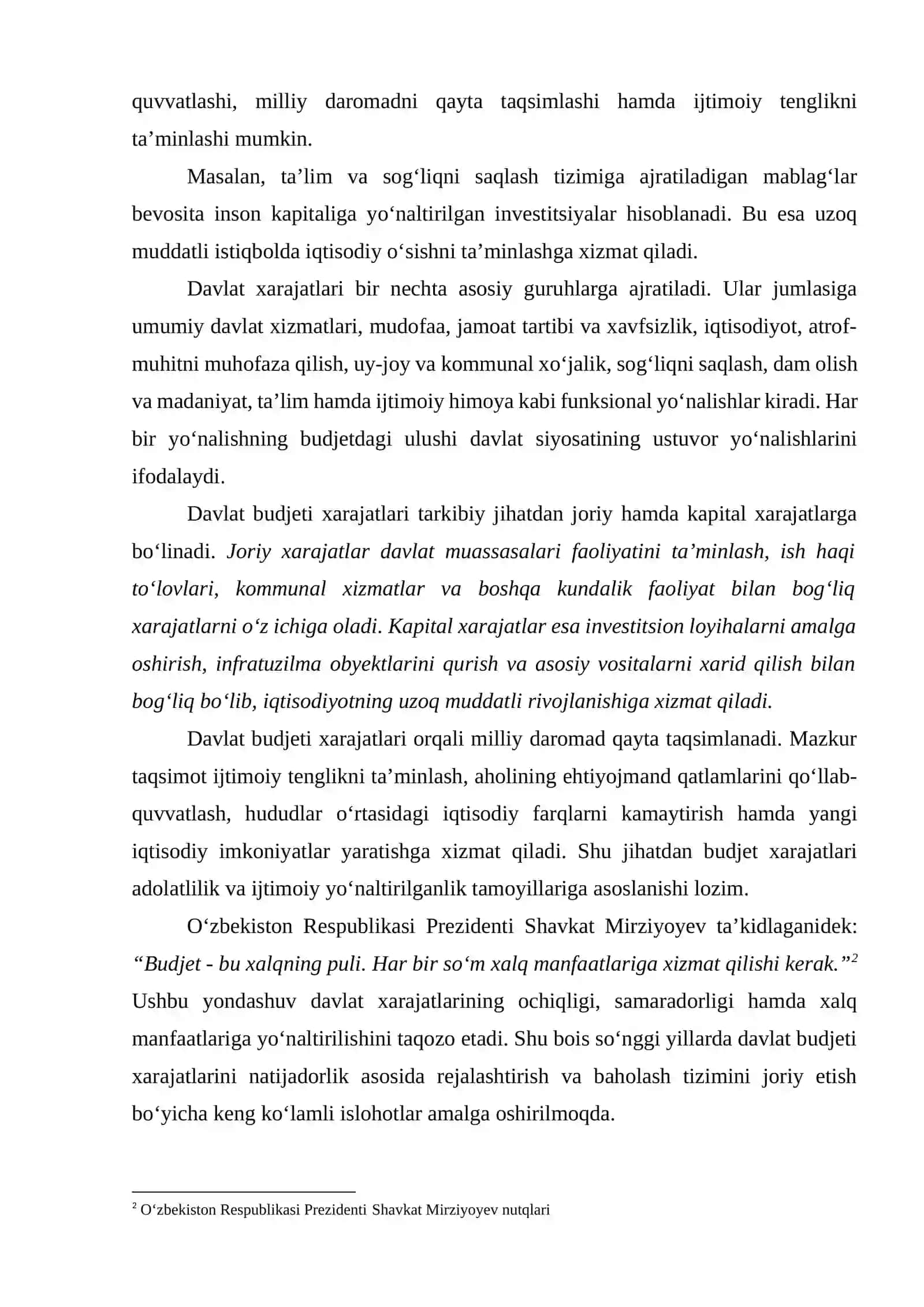 DAVLAT BUDJETI XARAJATLARINI REJALASHTIRISH VA IJRO ETISH AMALIYOTI 2