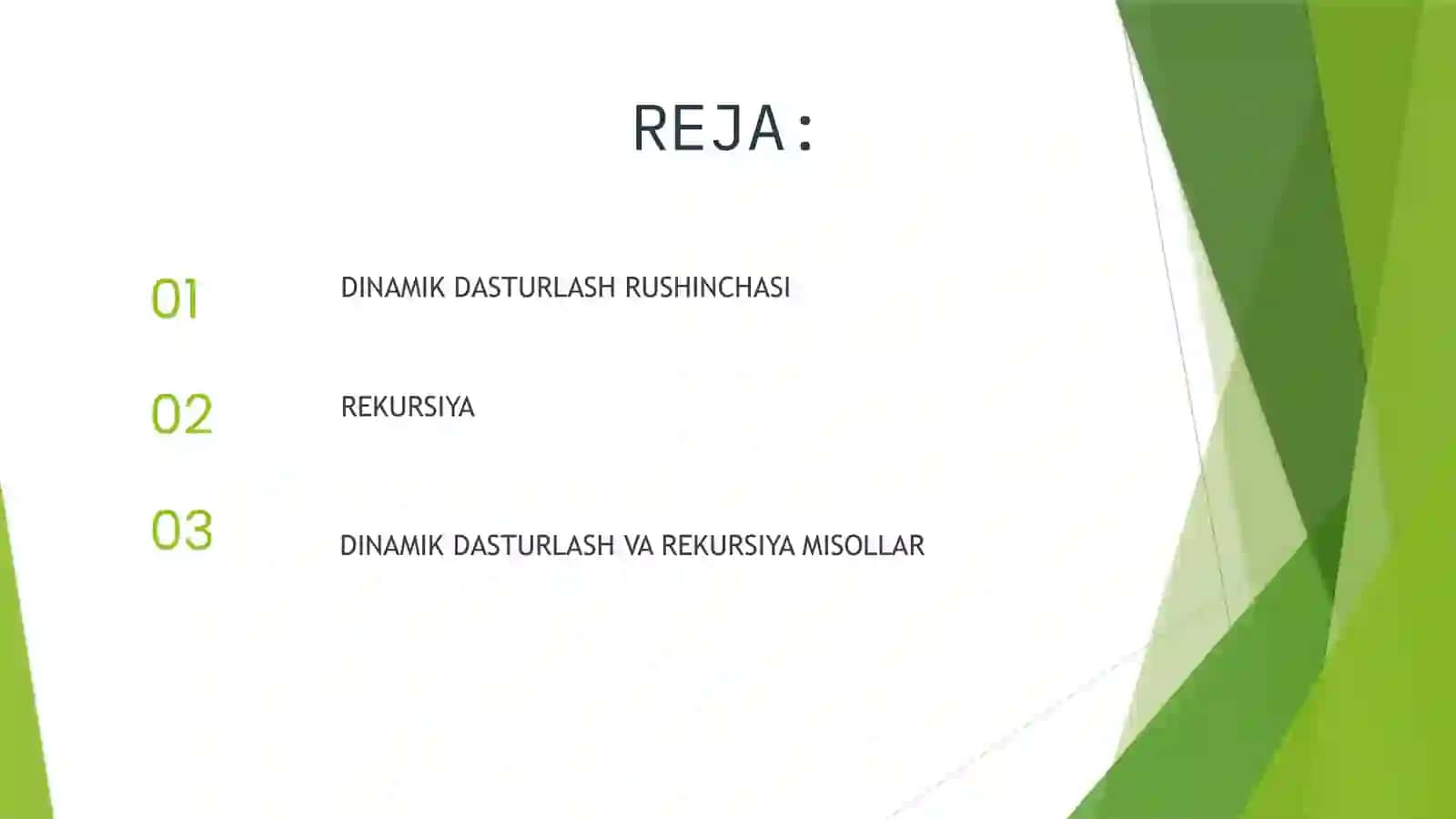 DINAMIK DASTURLASH VA REKURSIYA 2