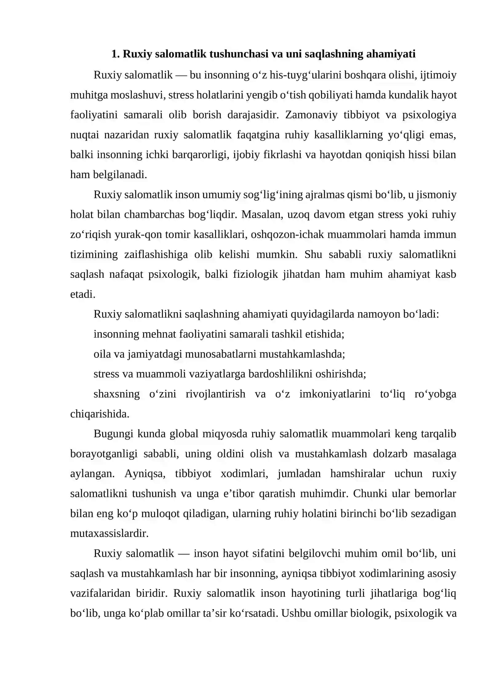 Ruxiy salomatlikni himoya qilishda hamshiraning o'rni 2