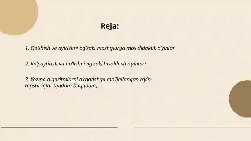 Ogzaki va yozma hisoblashga doir didaktik oyinlar topshiriqlar toplamini tuzish 2