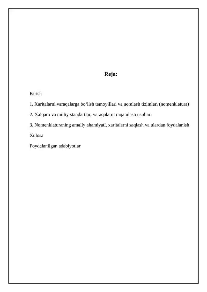 Topografiya xaritalarning varaqlarga bo'linishi va nomenklaturasi 2