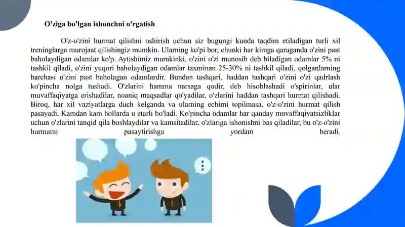 O'ziga ishonch 2