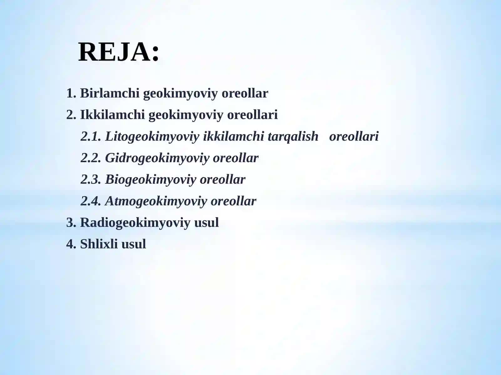 Geokimyoviy qidiruv tadqiqot usullari bilan tanishish 2