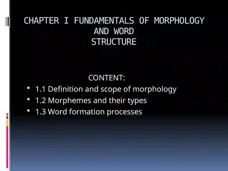 FUNDAMENTALS OF MORPHOLOGY AND WORD STRUCTURE 2