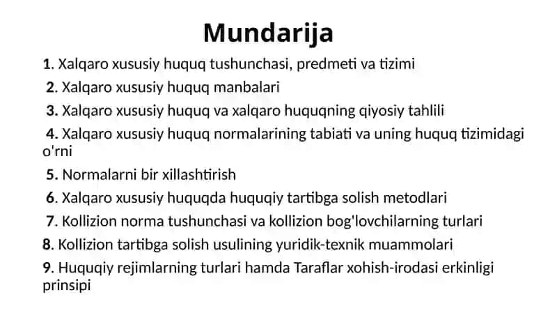 Xalqaro xususiy huquq tushunchasi, mohiyati va manbalari 2
