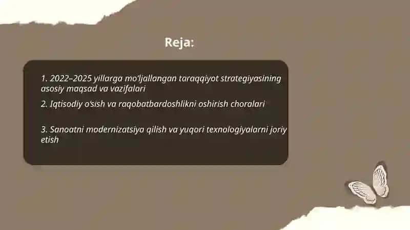 2022 - 2025 yillarga mòljallangan taraqqiyot strategiyasi 2