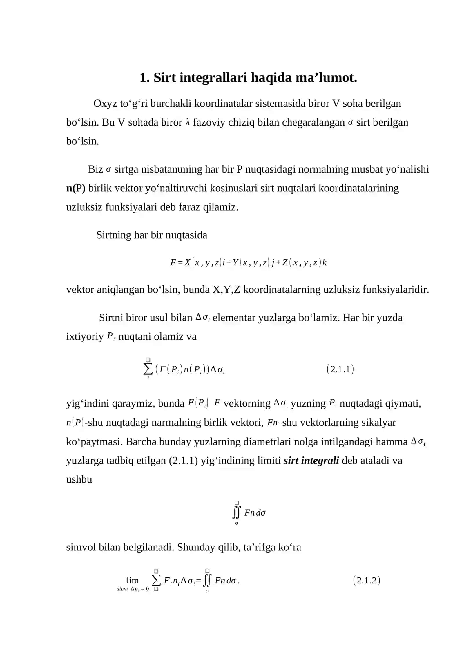 Sirt integrallari 2
