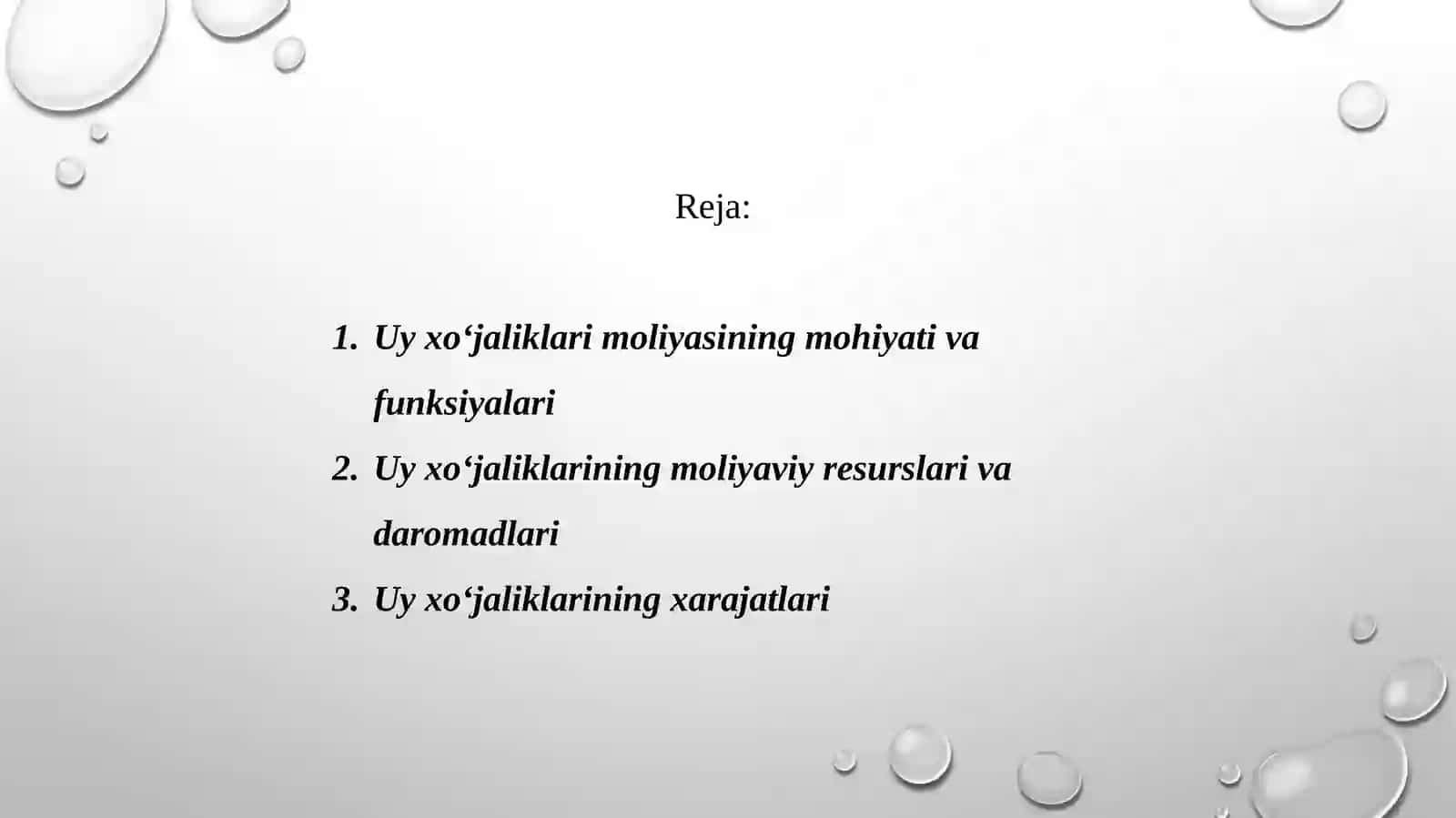 Uy xo'jaligi moliyasi 2