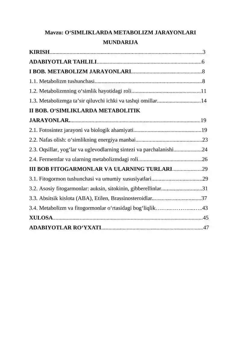 OʻSIMLIKLARDA METABOLIZM JARAYONLARI 2