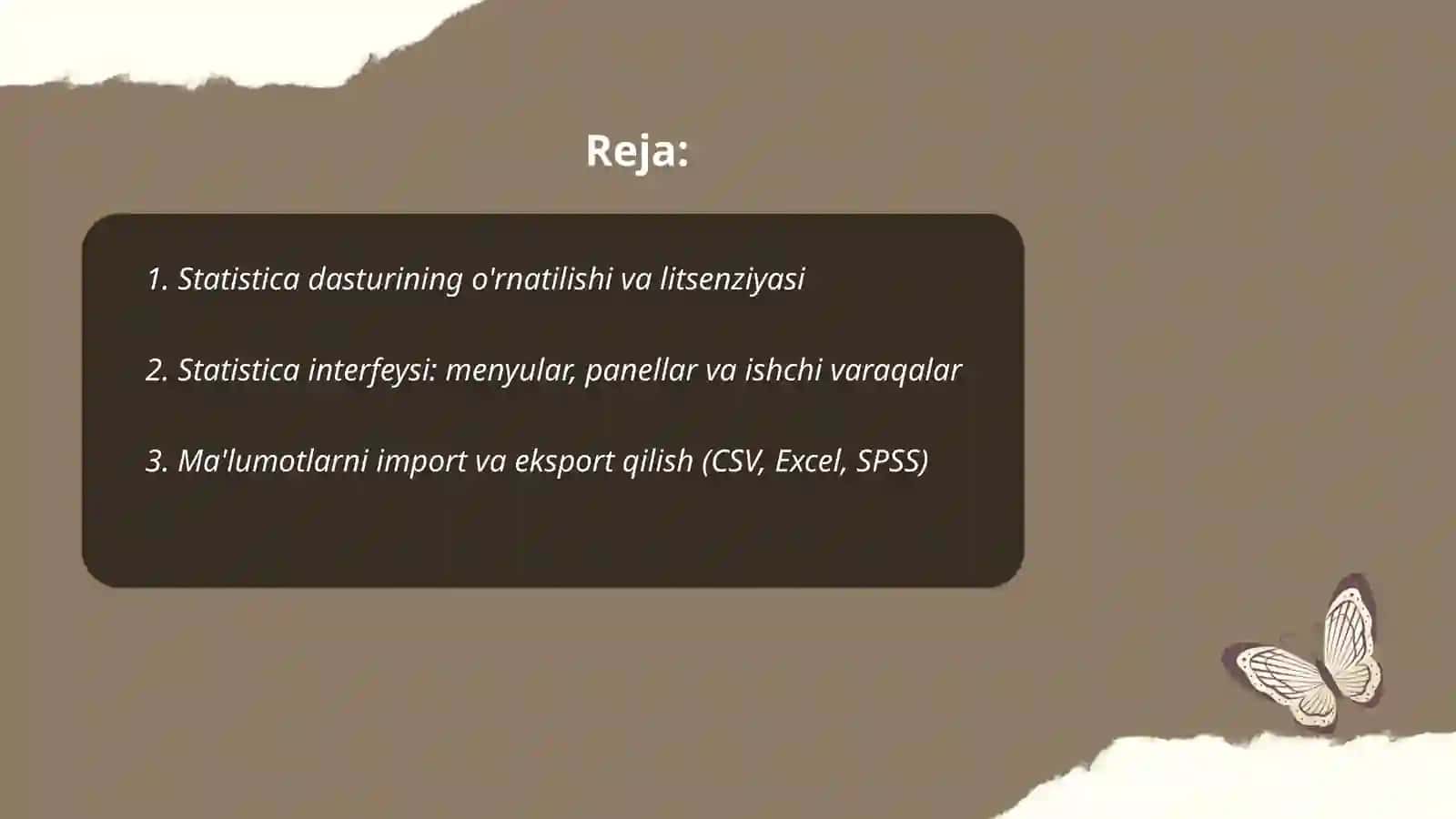 Statistik dasturlar paketlari( Statistica) 2