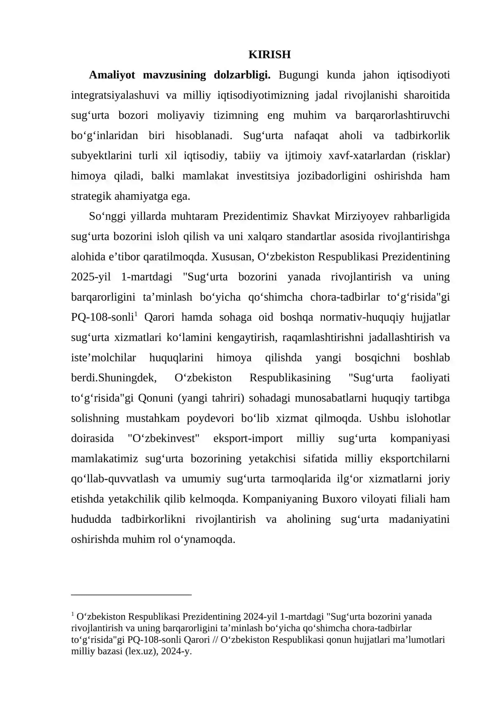 O‘zbek Invest Sug‘urta kompaniyasi, Buxoro                   MALAKAVIY AMALIYOT HISOBOTI       amaliyot hisoboti  sugurta kampaniyasi 2