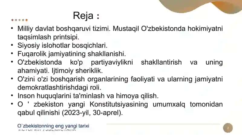O`zbekistonning eng yangi tarixi HIST14MBK 2
