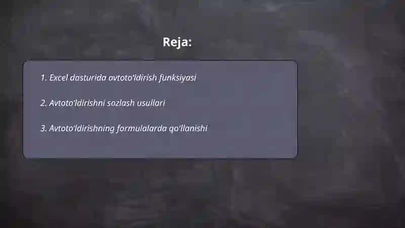 Excel dasturida aftotoʻldirishlar va aftohisoblashlar 2