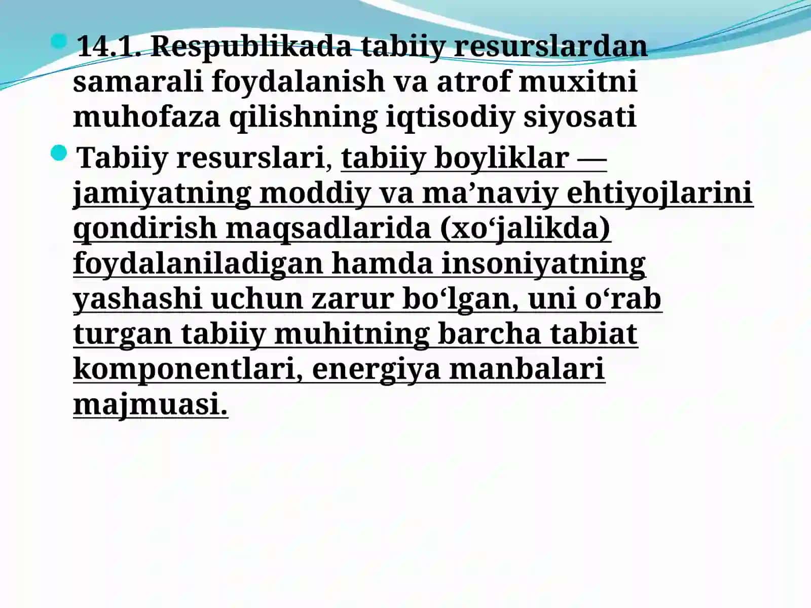 Tabiiy resurslardan samarali foydalanish, atrof-muhitni muhofaza qilish va ekologik xavfsizlik siyosati 2