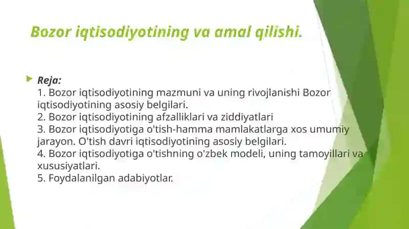 Bozor Iqtisodiyoti va uning amal qilishi 2