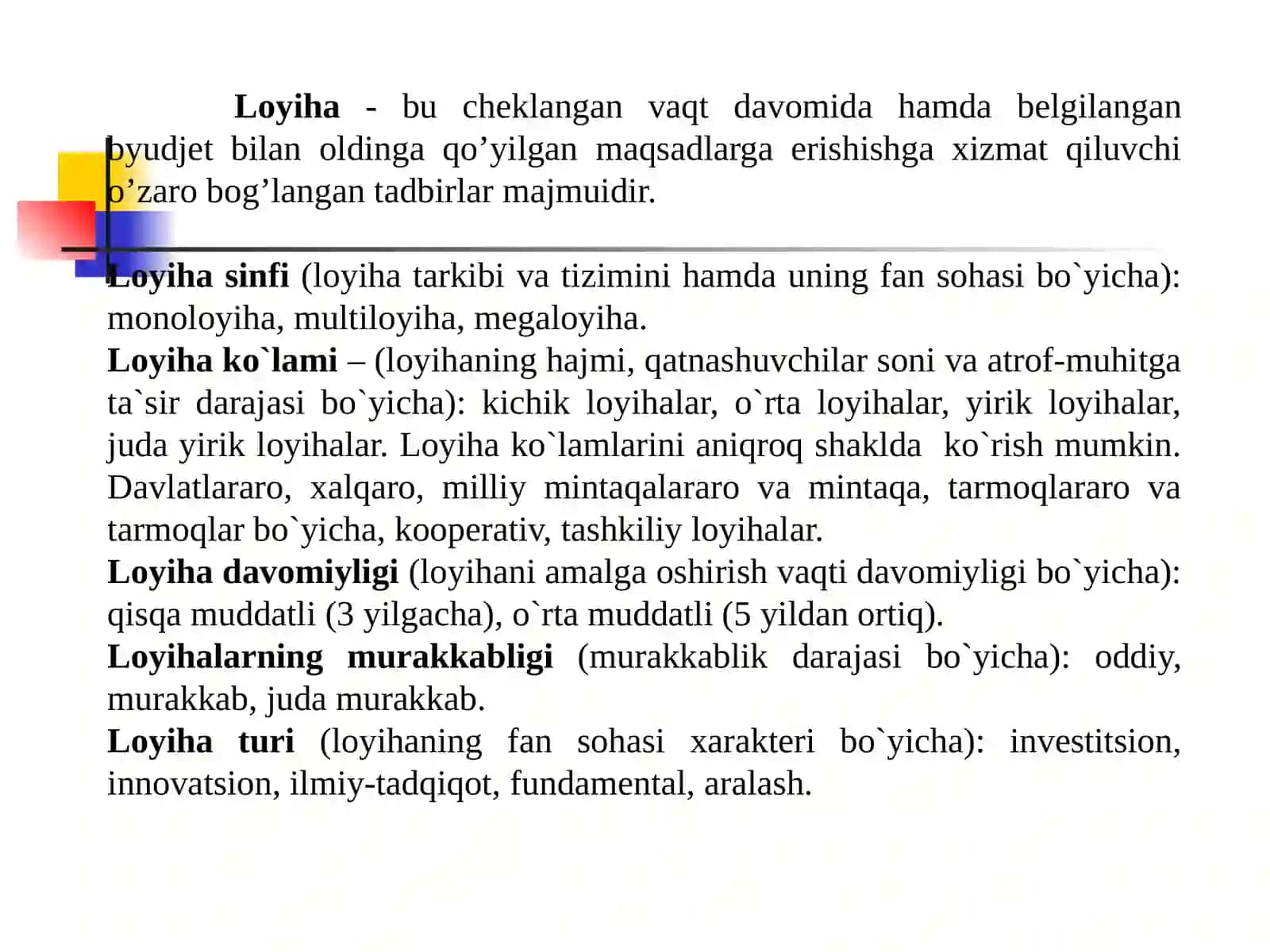 LОYIHA TAHLILI KОNTSЕPTSIYASI(2-soat) 2