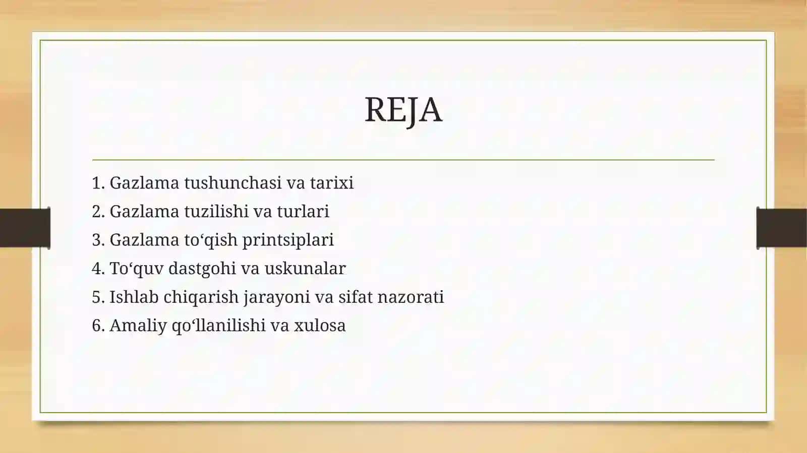 Gazlama va uning toʼquv dastgohida shakllanishi 2