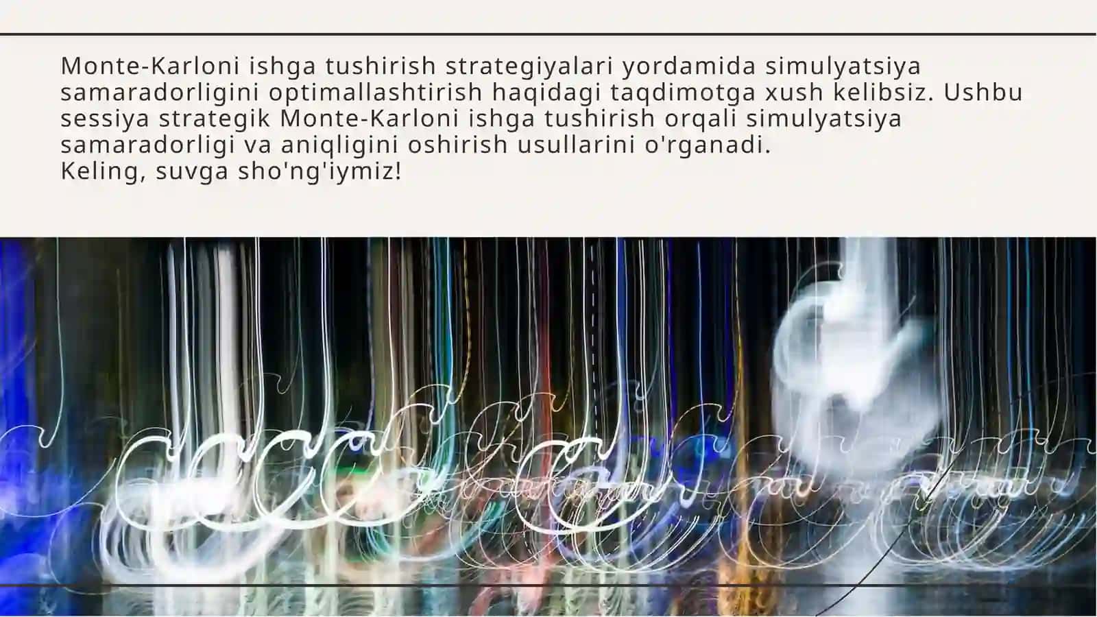 Monte-Karloni ishga tushirish strategiyalari bilan simulyatsiya ishlashni optimallashtirish 2
