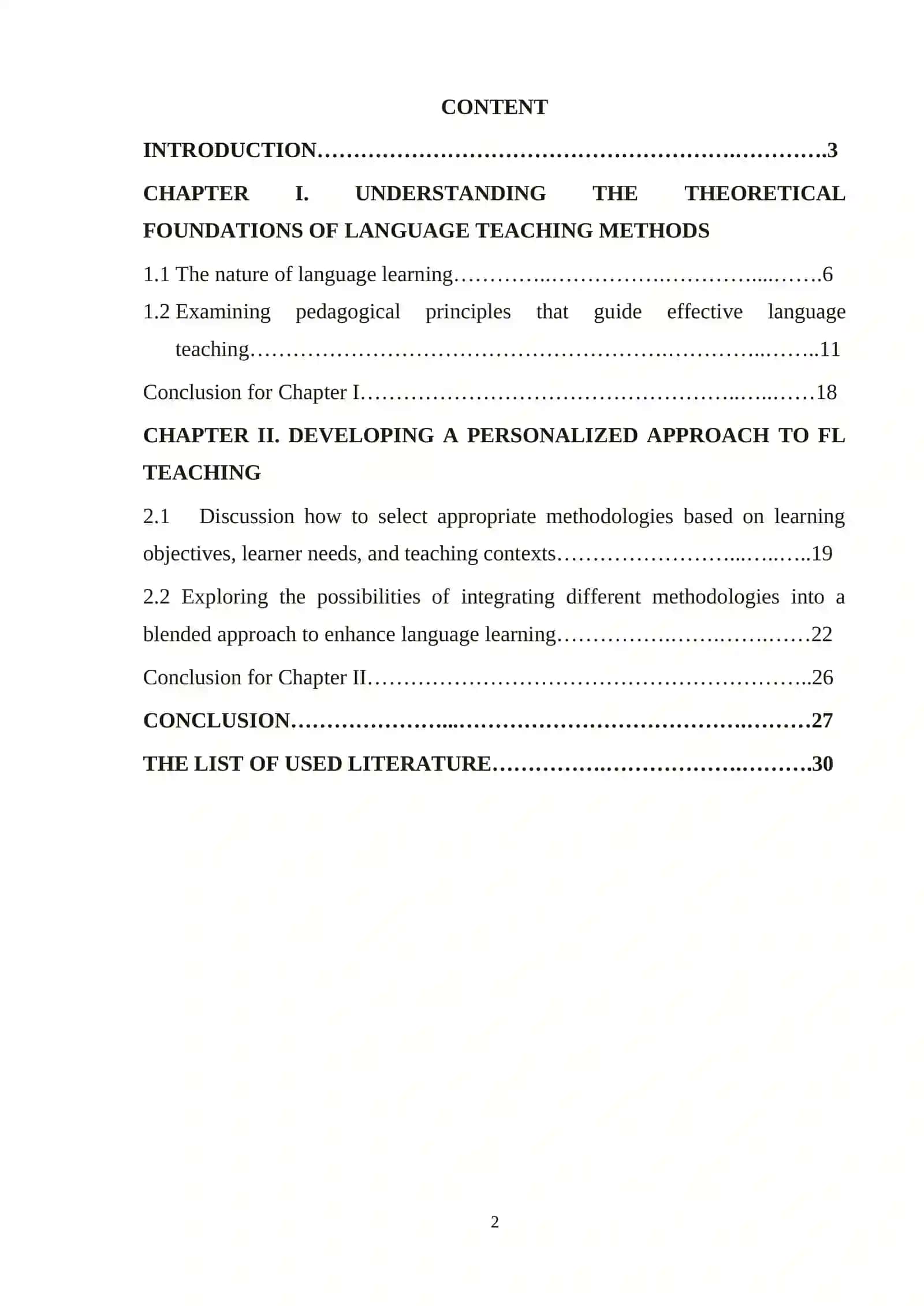 METHODS OF FOREIGN LANGUAGE (FL) TEACHING 2