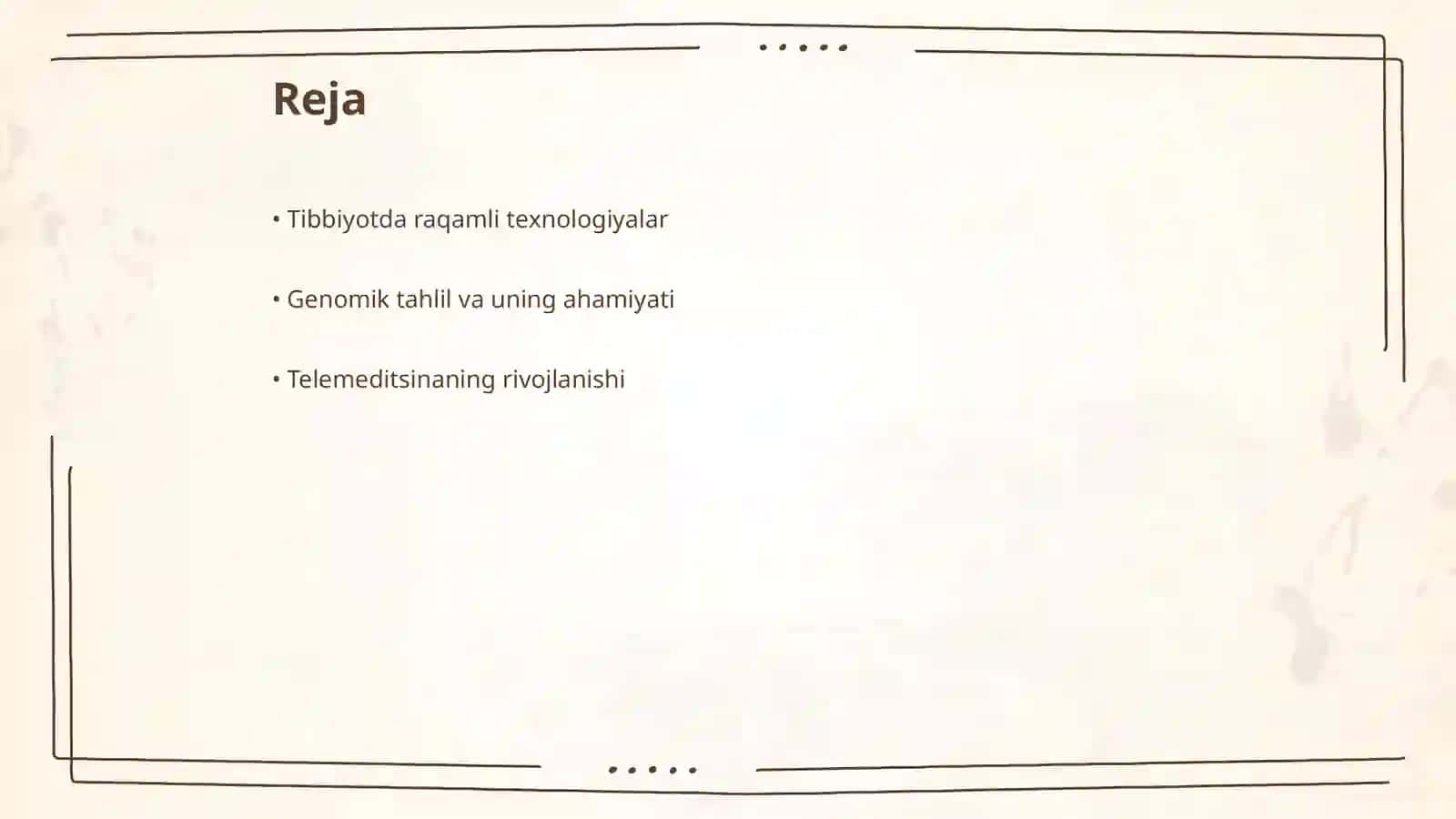 Tibbiyotdagi yangiliklar haqida taqdimot qilish 2