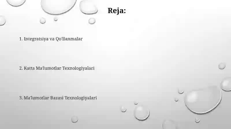 Ma'lumotlar bazalari va katta xajmdagi ma'lumotlar bilan ishlash texnologiyalari 2