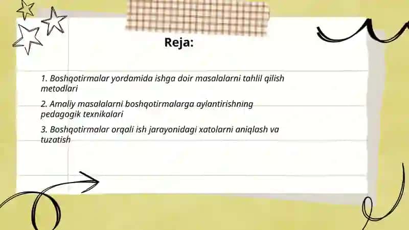 Bajarilgan ishga doir masalalarni yeshishda boshqotirmalardan foydalanish 2